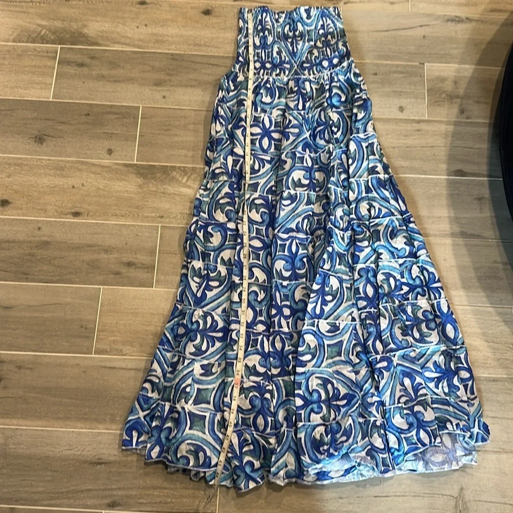 St.Barth Marina Dress Women’s 100% Linen Tiered Skirt/Strapless Dress Sz S/M - Picture 5 of 6